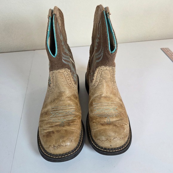 Ariat Womens Size 7.5 Brown Turquoise‎ Embroidered Western Cowboy Boots - Picture 2 of 8